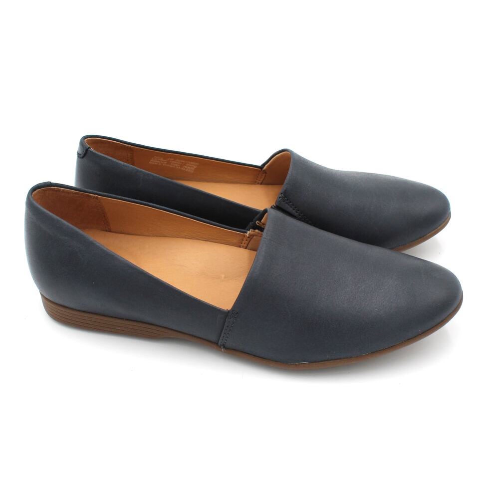 Dansko Flats Womens 39 US 8.5 Navy Blue Leather Comfort Slip On Minimal Shoes
